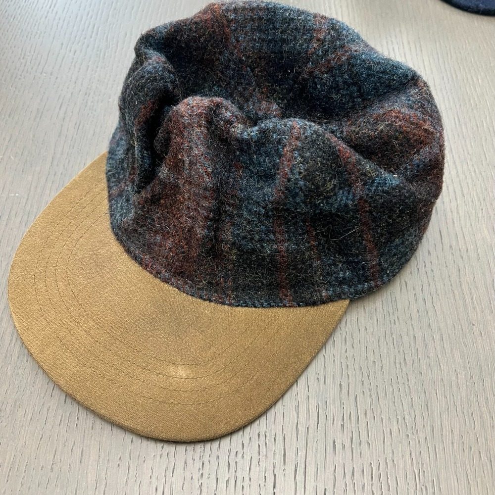 Vintage Eddie Bauer Brown Plaid Hat With Ear Flaps Size Small USA Outdoor Gorp